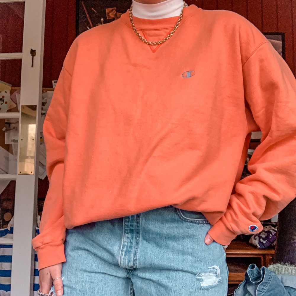 Neon Orange Champion Crewneck